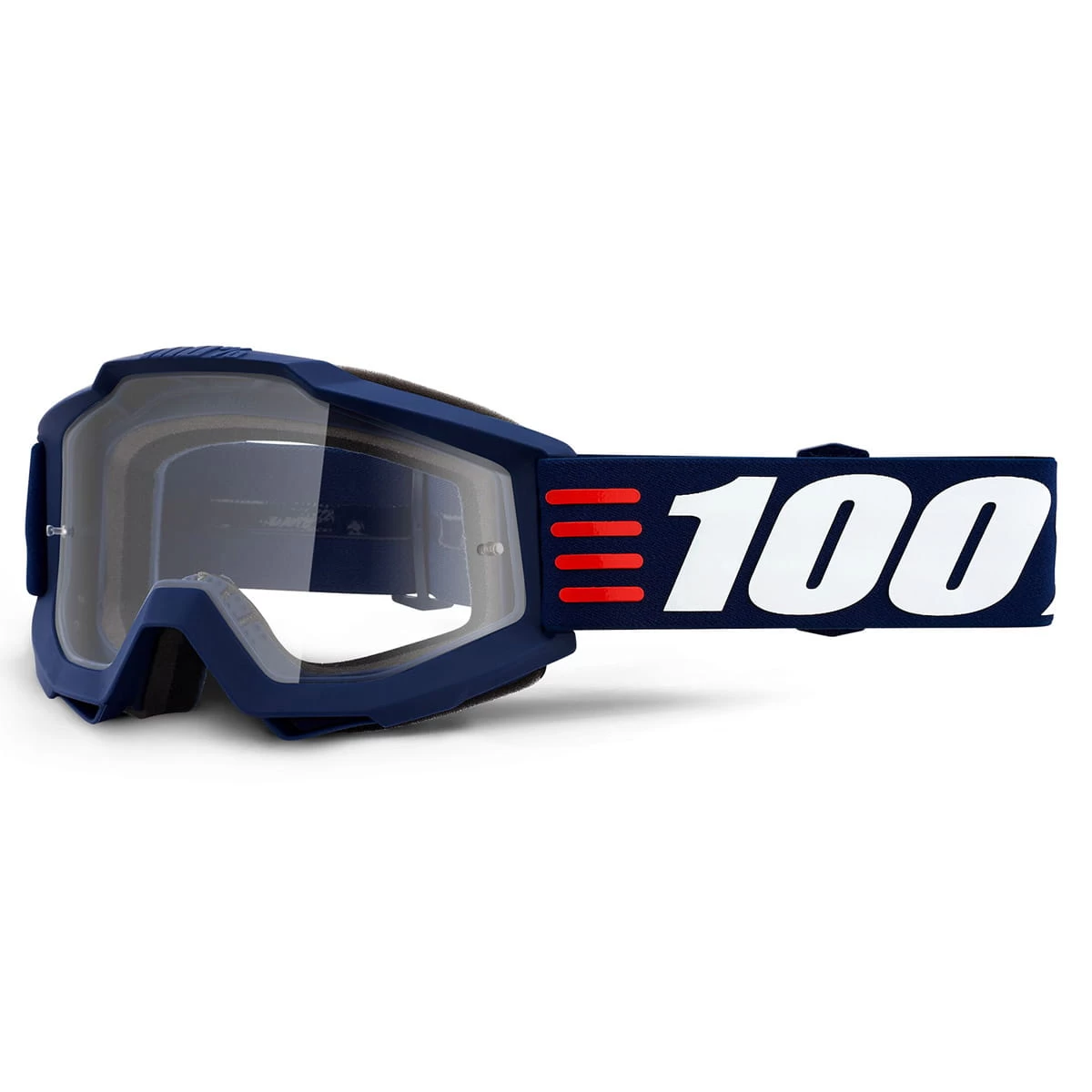 100% Accuri Goggles Anti Fog Mirror Blue Flash Lens - Blau/Weiss
