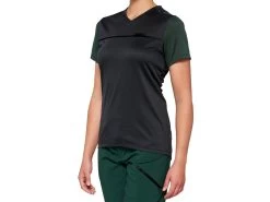 100% Ridecamp Womens Short Sleeve Jersey - Charcoal/Forest Green