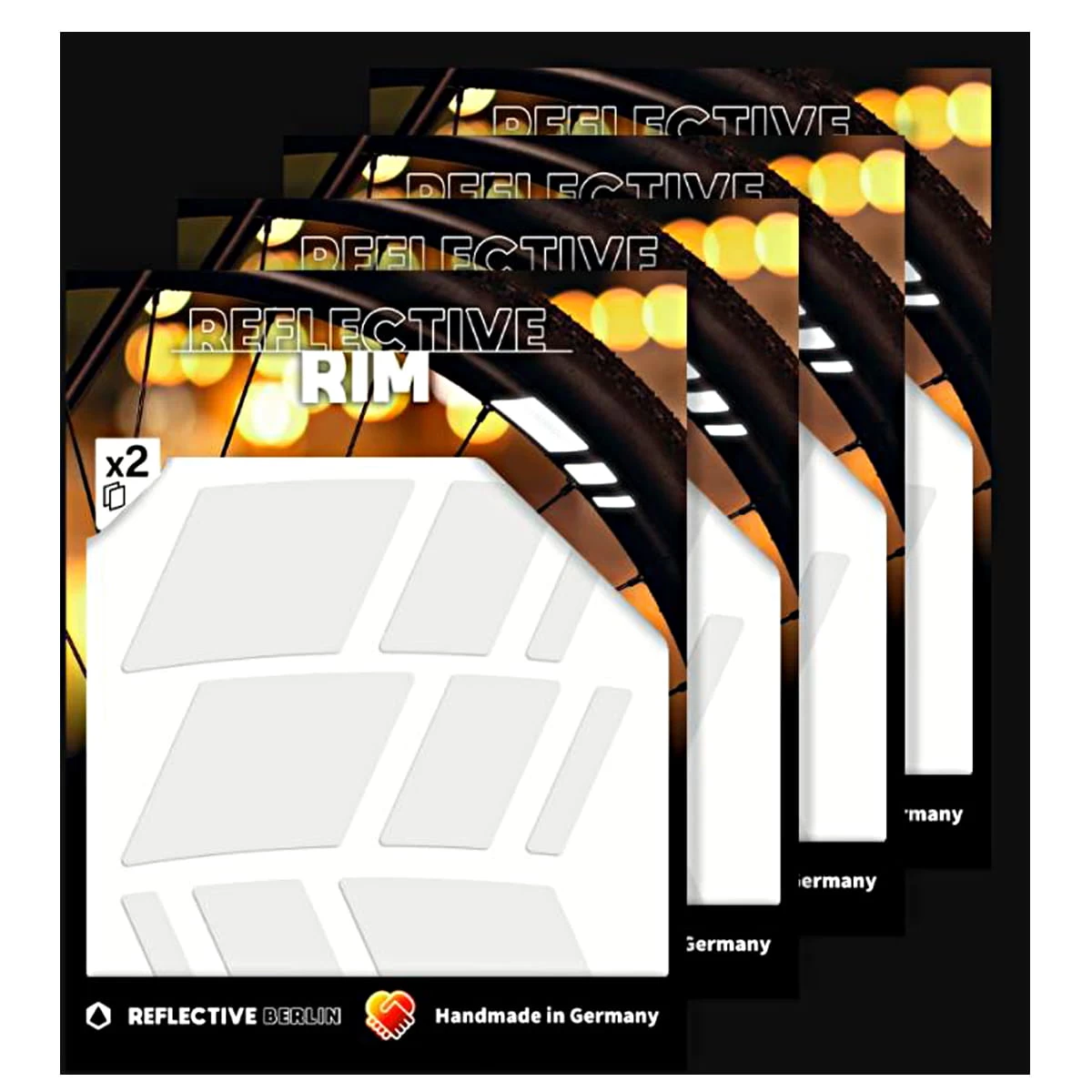 Pack Of 4 Reflective Rim Racer - Weiß 2 Pack Of 4 Reflective Rim Racer - Weiß – Bild 2