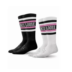 LOOSE RIDERS Baumwollsocke Pink 2 Pack - Schwarz/Weiß/Pink